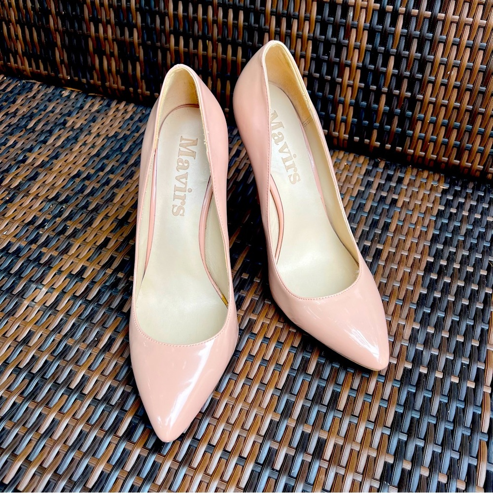 Mavirs nude patent leather heels